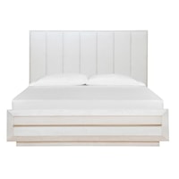 Glam Upholstered King Panel Bed with Low-Profile Footboard