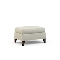 Transitional Accent Ottoman with Wood Legs