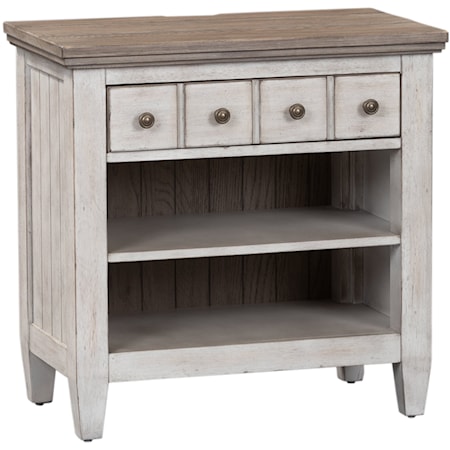 Farmhouse 1-Drawer Nightstand with Charging Station