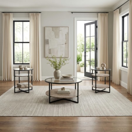 3-pc. Occasional Table Set w/Open Shelving