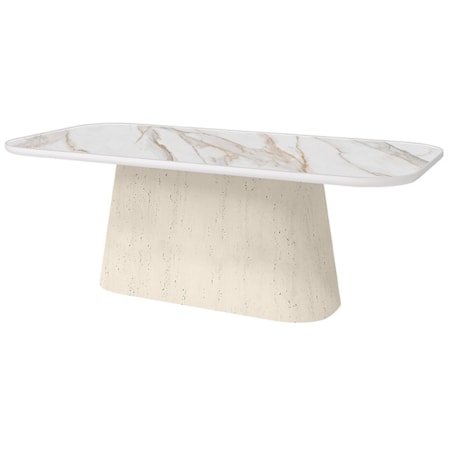 84" Rect. Faux-Stone Pedestal Dining Table