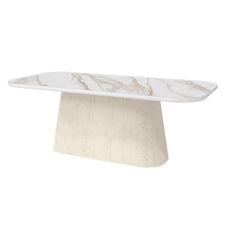 Pompano 84" Rectangular Faux-Stone Pedestal Dining Table