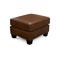 Transitional Leather Accent Ottoman with Nailhead Trim
