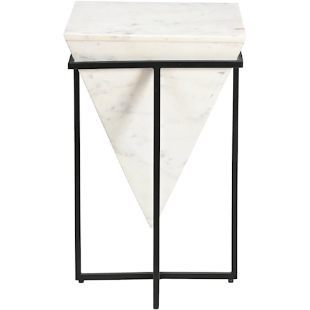 Transitional Accent Table wit White Marble Top
