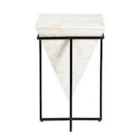 Transitional Accent Table wit White Marble Top