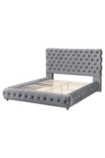 CM Flory Contemporary Upholstered King Bed with Tufted Headboard and Footboard - Dove