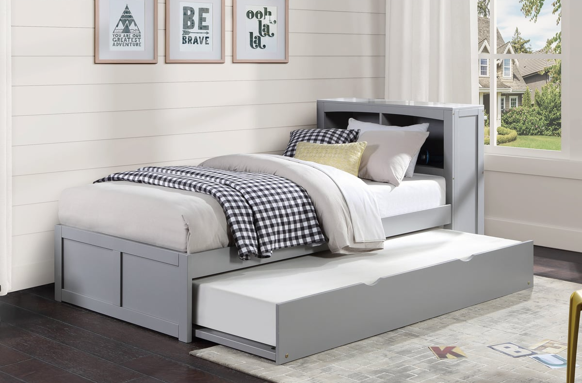 Twin Bookcase Bed with Twin Trundle