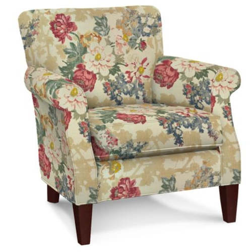 Transitional Accent Chair with Exposed Wood Legs
