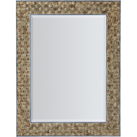 Coastal Beveled Portrait Mirror with Cork Motif