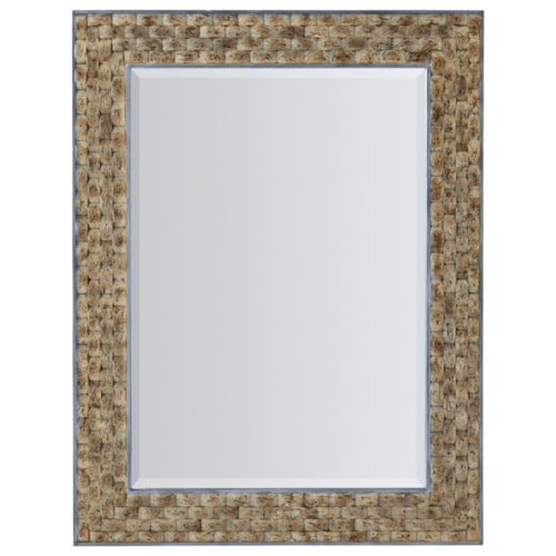 Coastal Beveled Portrait Mirror with Cork Motif