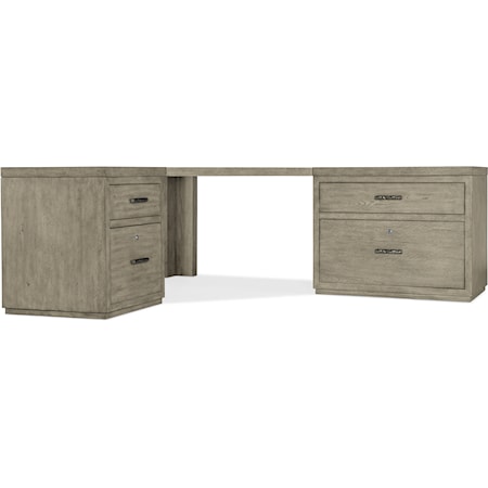 Casual Corner Office Storage Desk with 2 File Cabinets