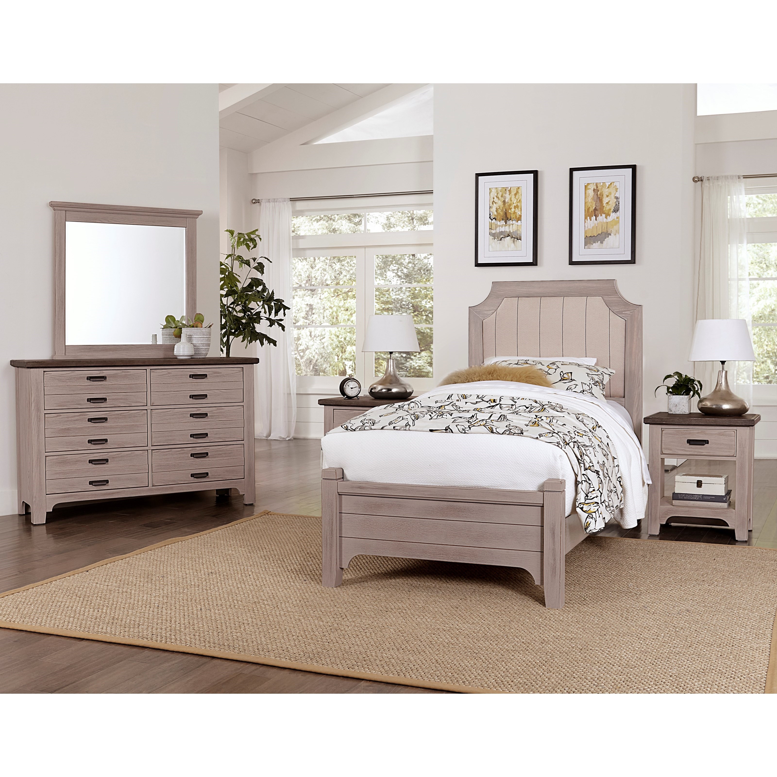 Laurel Mercantile Co. Bungalow 6-Drawer Dresser and Landscape Mirror Set