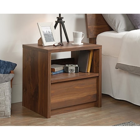 Mid-Century Modern 1-Drawer Nightstand with Display Shelf