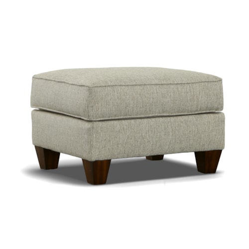 Transitional Upholstered Ottoman with Tapered Legs