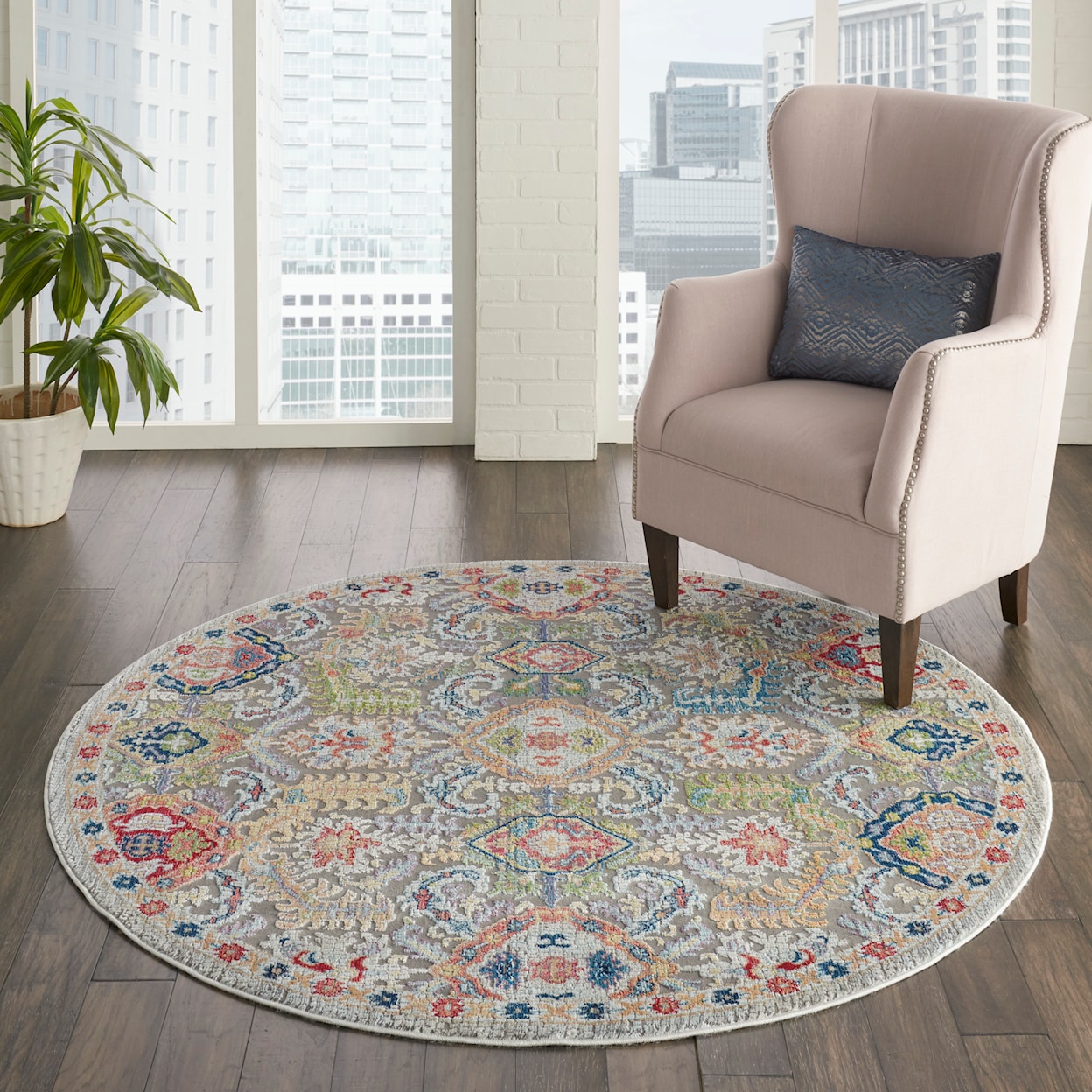 Nourison Ankara Global 4' x Round  Rug