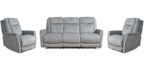 Contemporary Power Reclining Sofa and Two Recliners Set