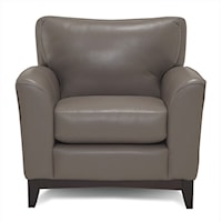 India Transitional Accent Chair with Exposed Wood Base