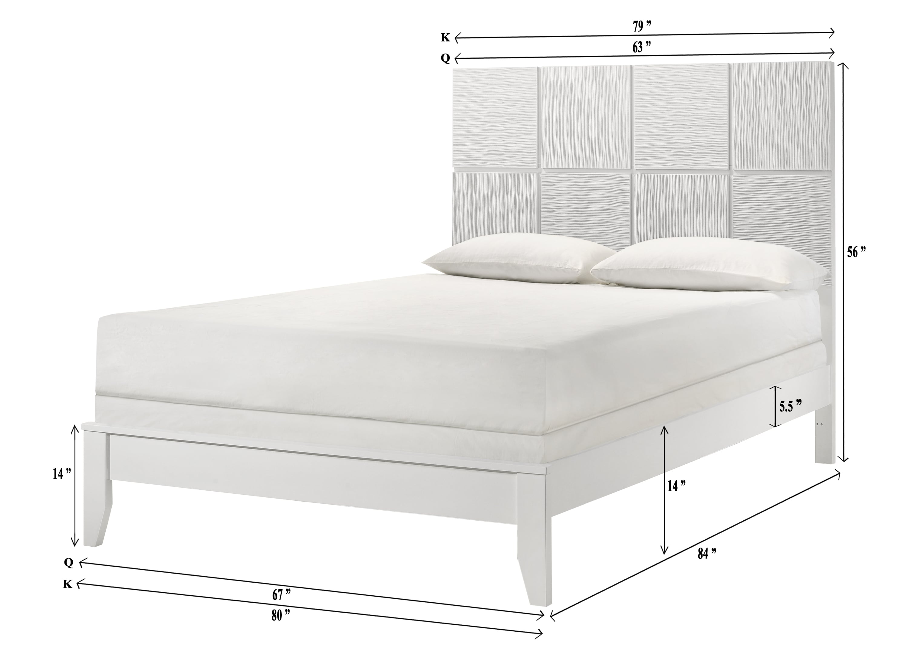 Crown Mark Denker Queen Panel Bed - White