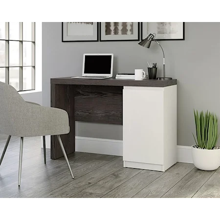 Contemporary Single Pedestal Office Desk with Adjustable Shelf