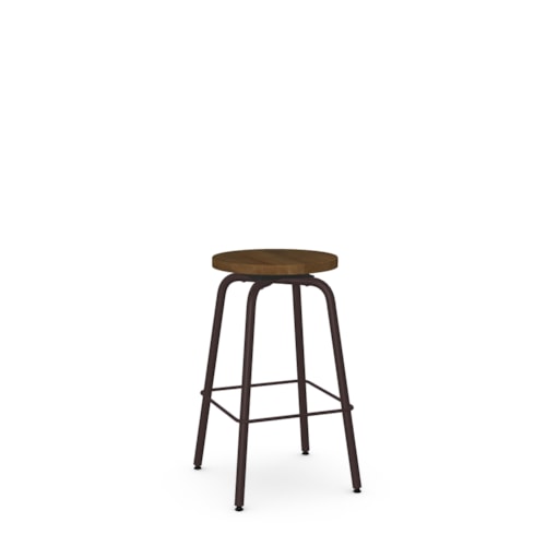 Counter Height Swivel Stool with Wood Seat
