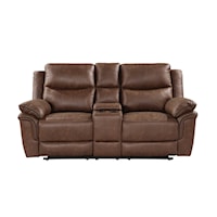 Casual Console Loveseat with Power Footrest and Cup Holders