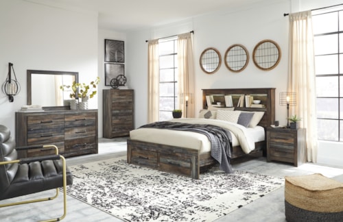 Queen Bookcase Storage Bed, Dresser, Mirror, Chest And 2 Nightstands