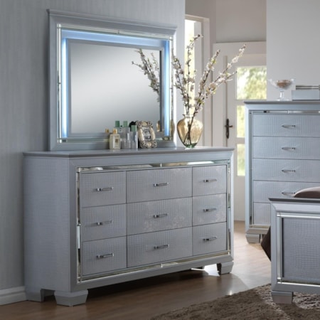 Dresser and Mirror Set