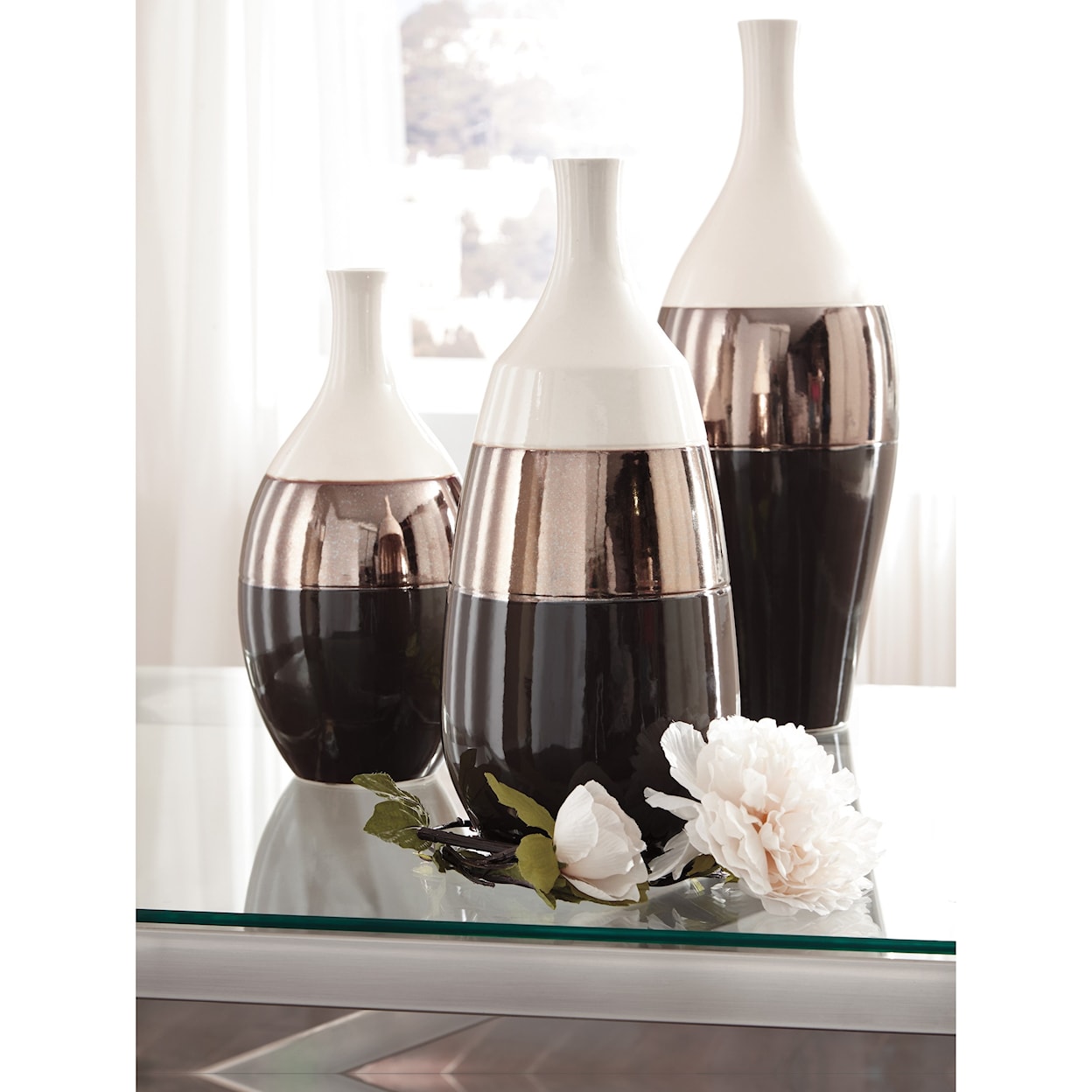 Ashley Furniture Signature Design Accents Dericia Brown/Cream Vase