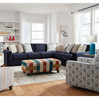 Contemporary 3-Piece Sectional in Blue Velvet