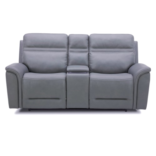 Transitional Power Reclining Loveseat with Console and USB Ports