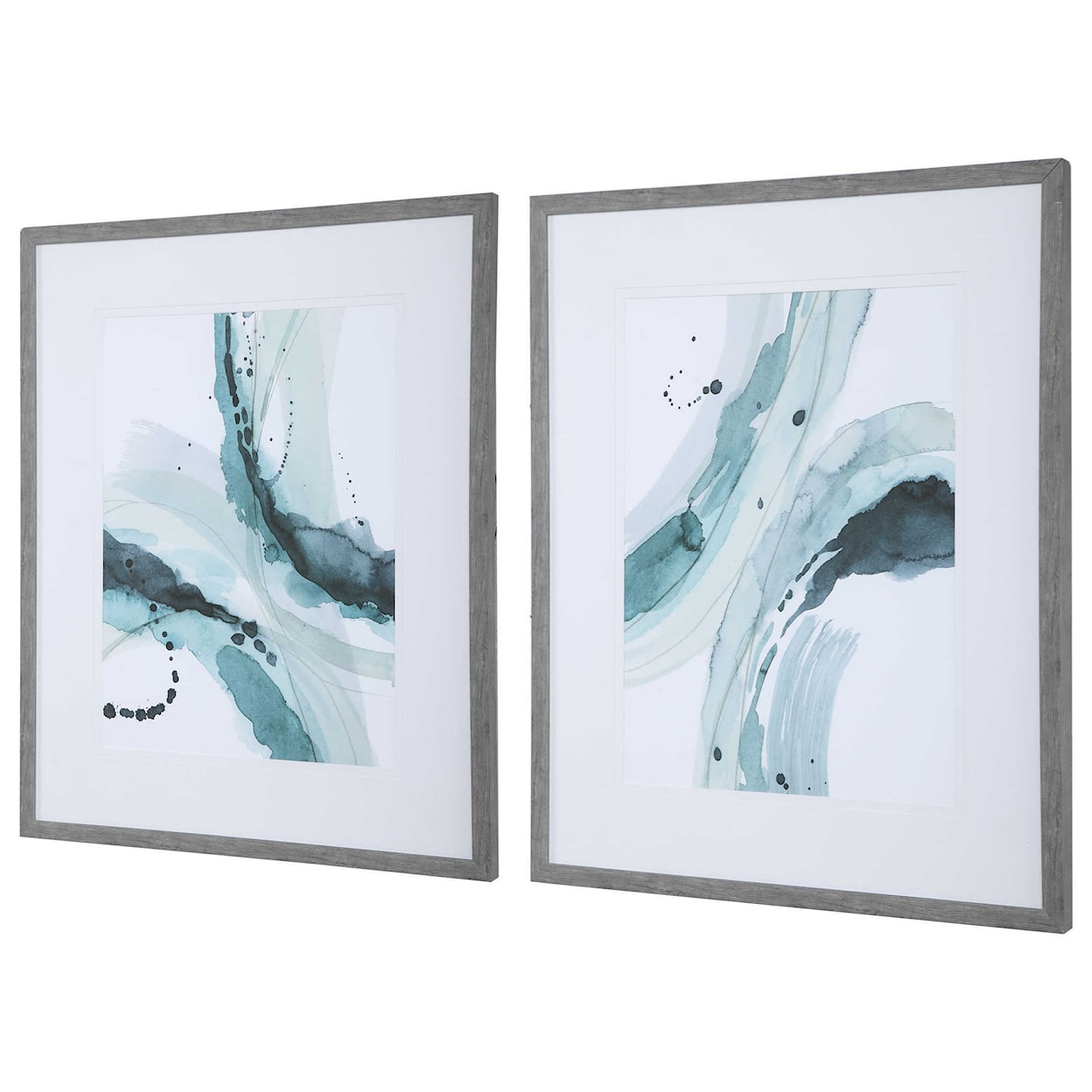Uttermost Framed Prints Depth Abstract Watercolor Prints, S/2