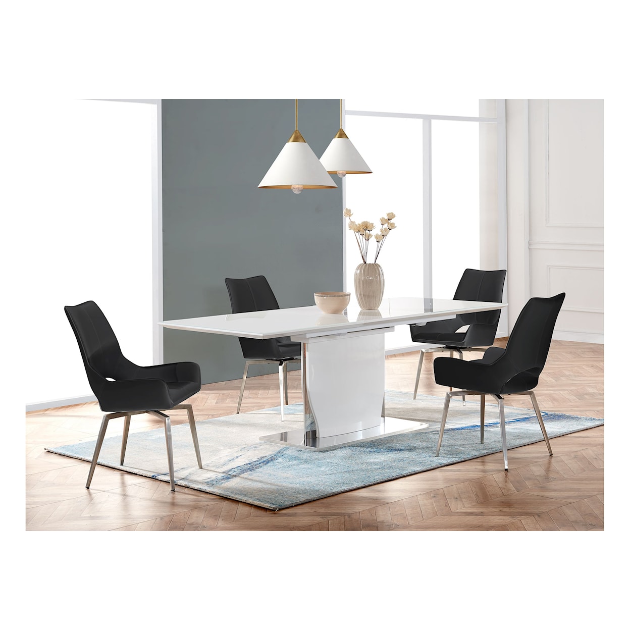 Global Furniture D2279DT Dining Table Set with 4 Dining Chairs