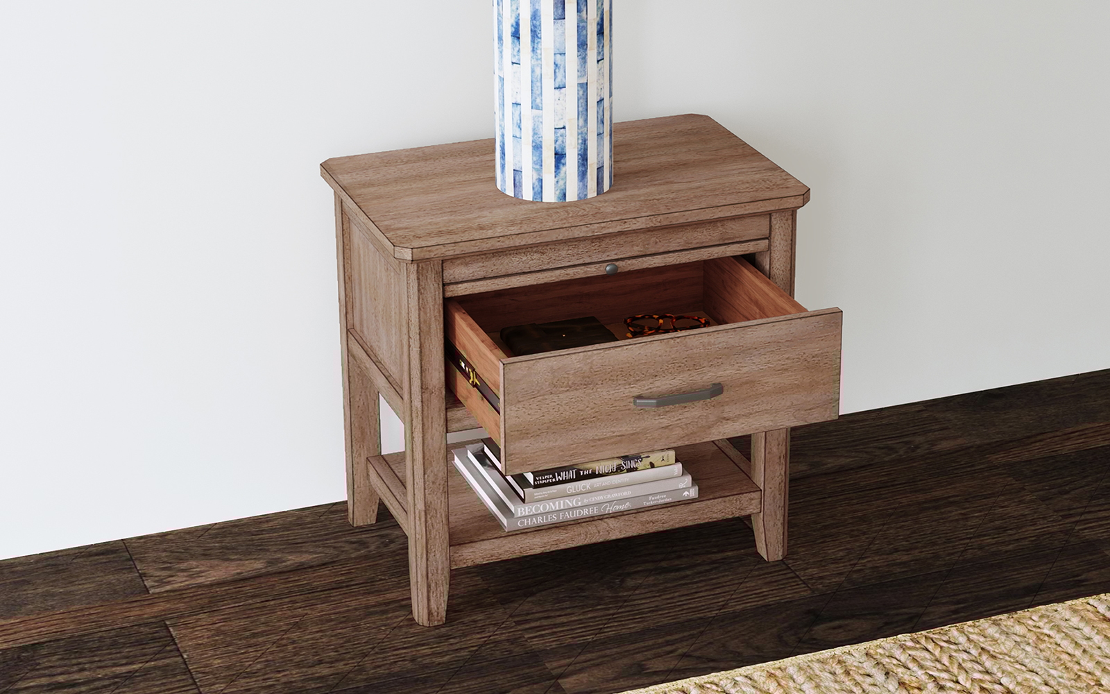 A-America Geo Heights Nightstand with Pull-Out Tray