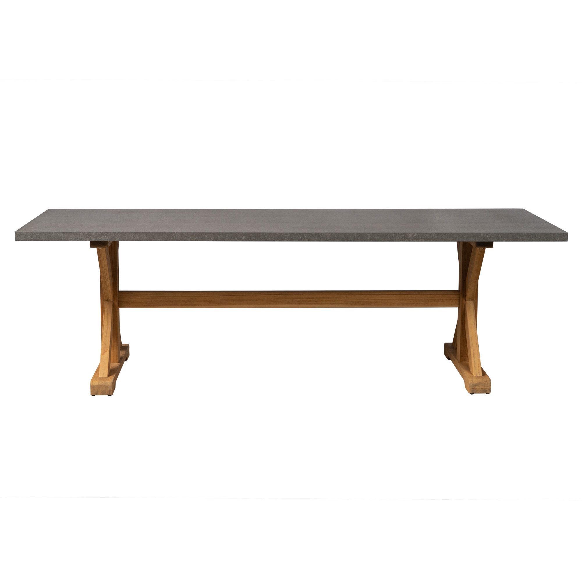 94" Teak Trestle Dining Table w/Ceramic Top