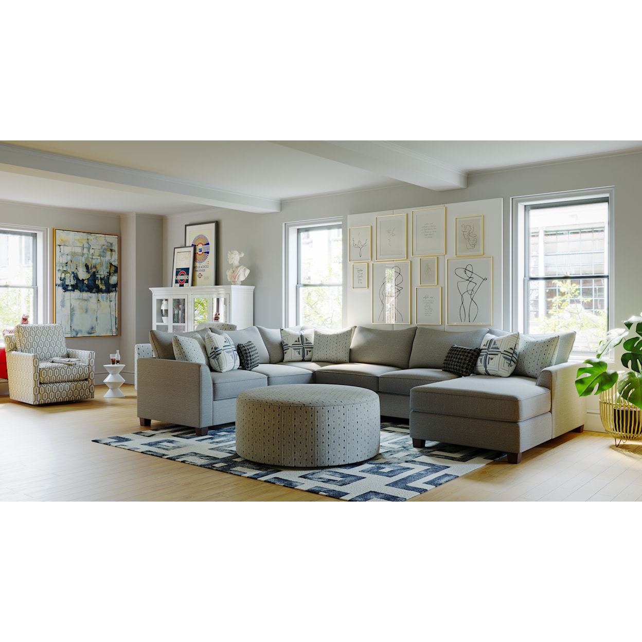 Fusion Furniture 28 PALM BEACH IRON 3-Piece Sectional with Right Chaise