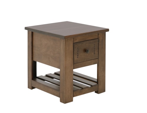 Rustic 1-Drawer Chairside Table with Lower Shelf