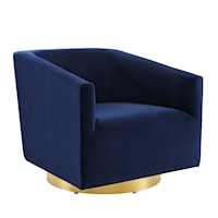 Accent Lounge Performance Velvet Swivel Chair - Blue/Gold