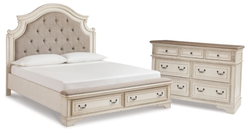 King Panel Storage Bed And Dresser