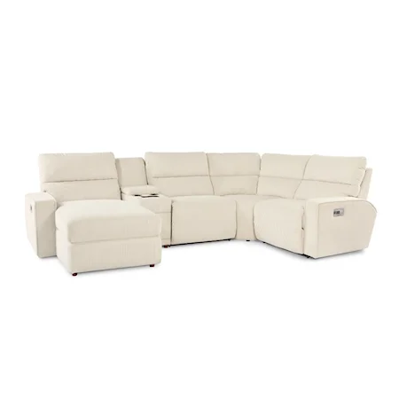 Casual 4-Seat Manual Reclining Sectional Sofa with Storage Console