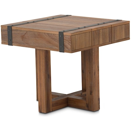 Rustic Square End Table with Nailhead Trim