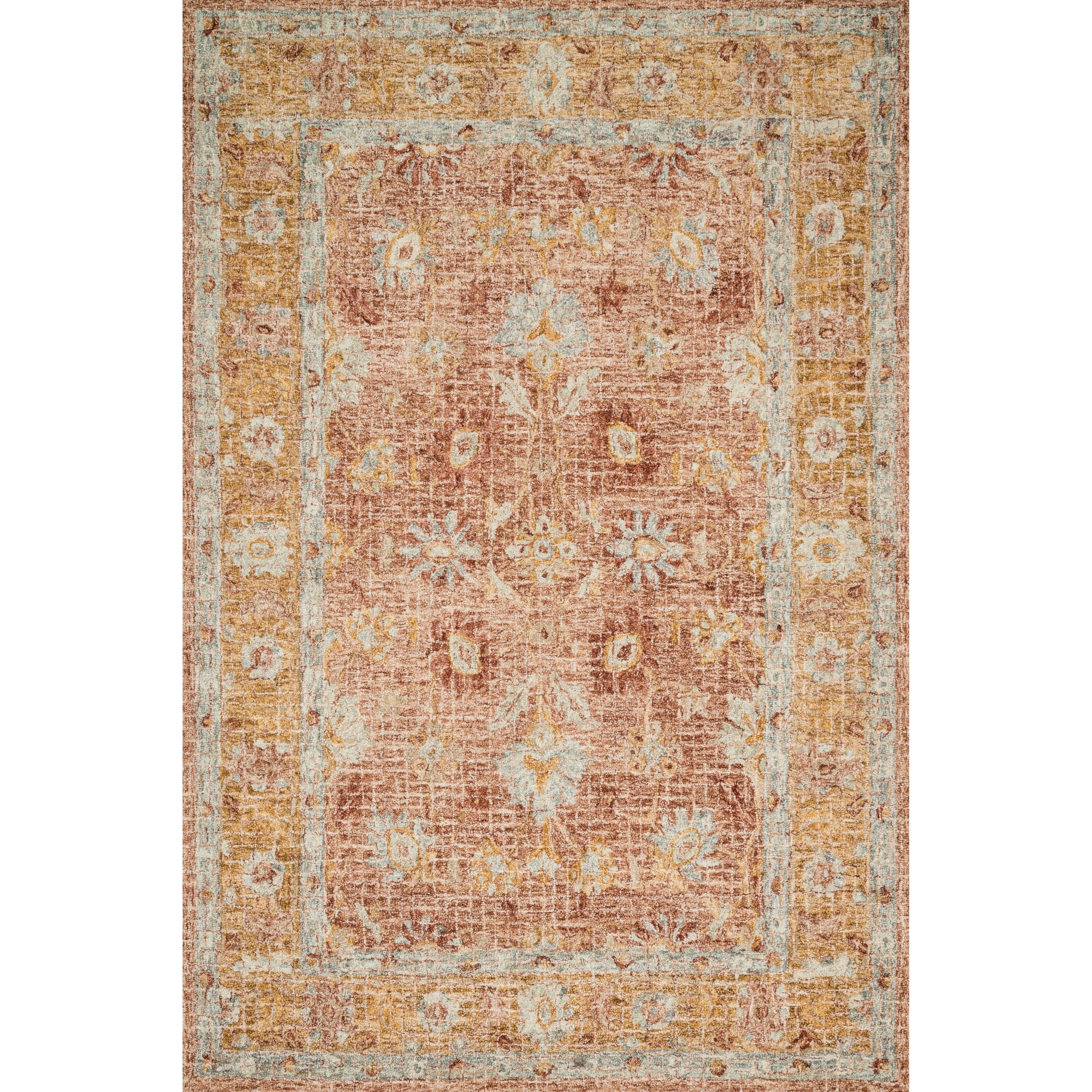 1'6" x 1'6"  Terracotta / Gold Rug