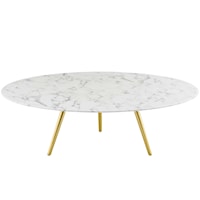 47" Round Artificial Marble Coffee Table with Tripod Base