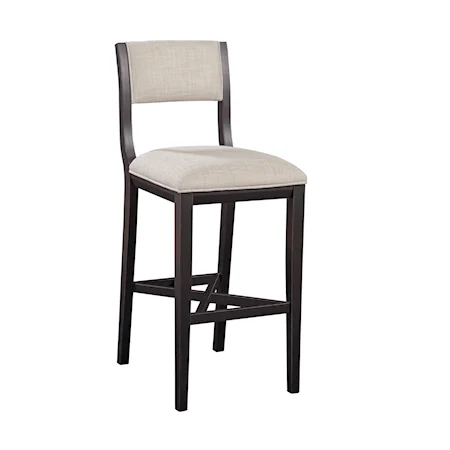 Transitional Wood Bar Stool with Upholstered Seat