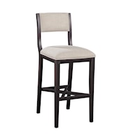 Transitional Wood Bar Stool with Upholstered Seat