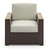 Contemporary Outdoor Arm Chair with Solid Acacia Wood Arms