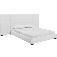 Queen Upholstered Fabric Platform Bed