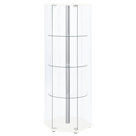 4-shelf Hexagonal Glass Curio Cabinet