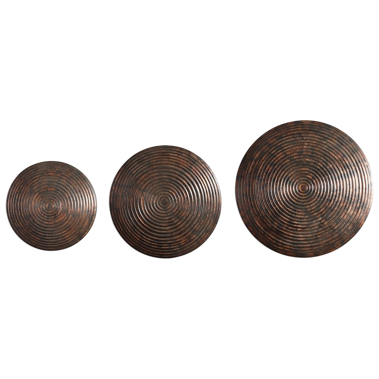 Uttermost Alternative Wall Decor Hanneli Ribbed Bronze Circles S/3