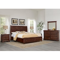 Transitional 5-Piece King Sleigh Storage Bedroom Set