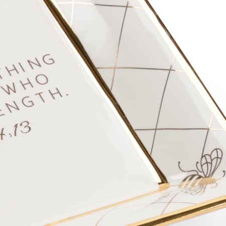 Square Bee Verse Plate - White